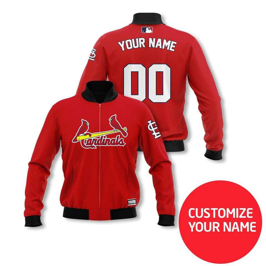 St. Louis Cardinals #00 Personalized Red Jersey Style Gift With Custom Number Name For Cardinals Fans Bomber Jacket