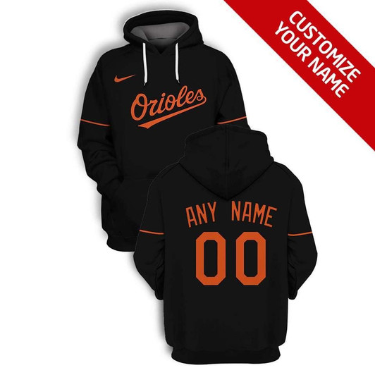 Baltimore Orioles Mlb Baseball Team Black Personalized Number Name Jersey Style Gift For Orioles Fans Hoodie