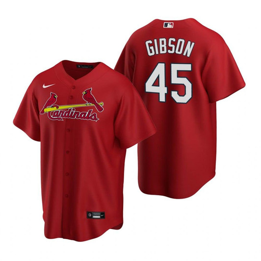 Mens St. Louis Cardinals #45 Bob Gibson Alternate Red Jersey Gift For Cardinals Fans