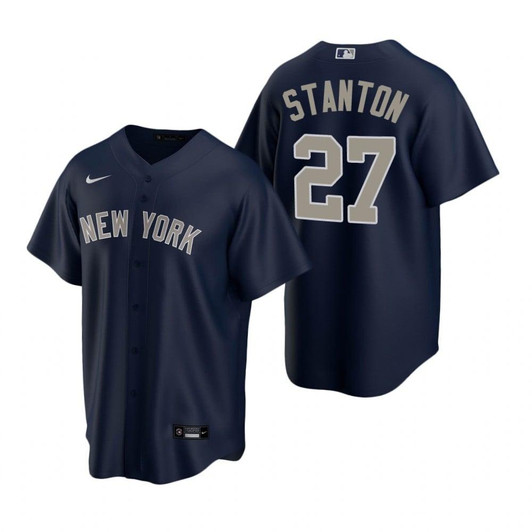 Mens New York Yankees #27 Giancarlo Stanton 2020 Alternate Navy Jersey Gift For Yankees Fans