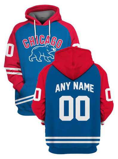 Chicago Cubs Mlb Baseball Team Logo Personalized Number Name Blue And Red Jersey Style Gift For Cubs And Baseball Fans Hoodie - MLB