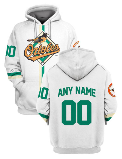 Baltimore Orioles Mlb Baseball Team White Jersey Style Personalized Number Name Gift For Orioles And Baseball Fans Hoodie - MLB