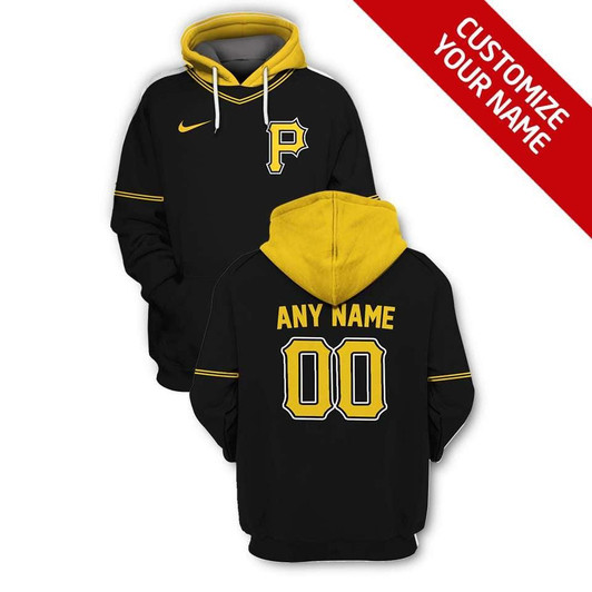 Pittsburgh Pirates Mlb Baseball Team Black Jersey Style Gift With Custom Number Name For Pirates Fans Hoodie