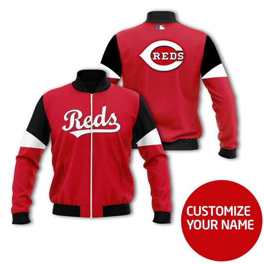 Cincinnati Reds #00 Personalized Red Jersey Style Gift With Custom Number Name For Reds Fans Bomber Jacket