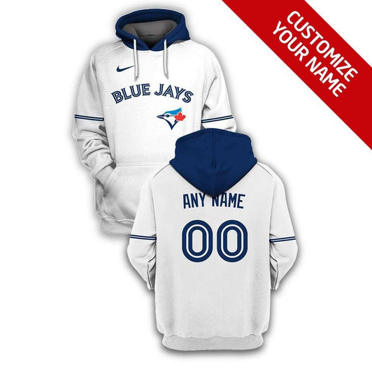 Toronto Blue Jays #00 3D Personalized White Jersey Style Gift With Custom Number Name For Blue Jays Fans Hoodie