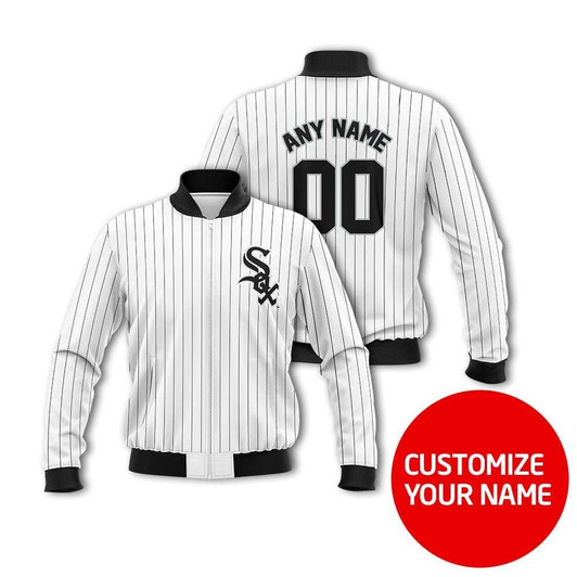 Chicago White Sox #00 Personalized White Jersey Style Gift With Custom Number Name For White Sox Fans Bomber Jacket