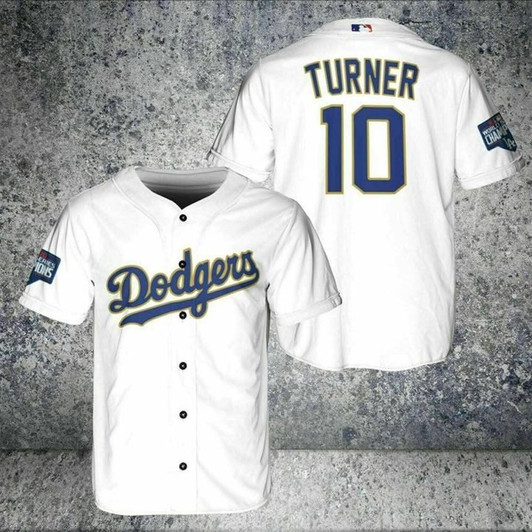 Justin Turner Number 10 Los Angeles Dodgers White Baseball Jersey