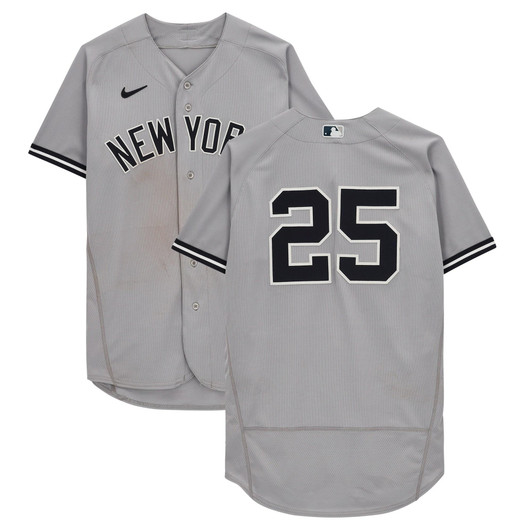 Gleyber Torres New York Yankees Fanatics  Game-Used #25 Gray Jersey vs. Detroit Tigers on April 21, 2022 - Gray