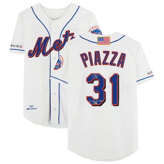 Mike Piazza New York Mets Fanatics Autographed Mitchell & Ness Jersey with "United We Stand" Inscription - White