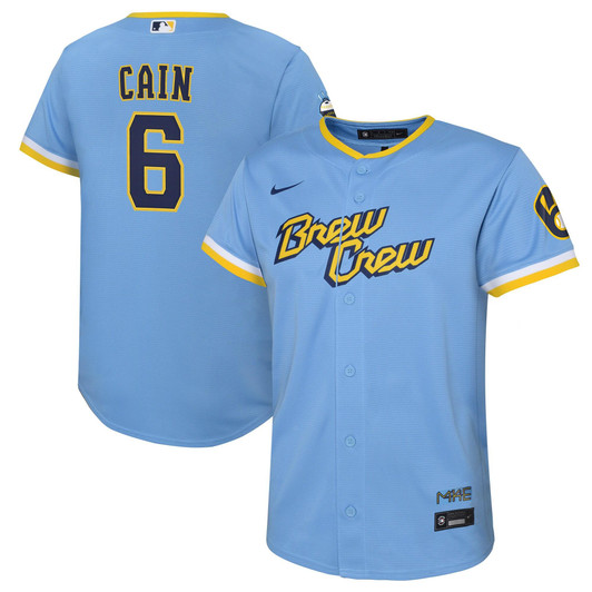 Lorenzo Cain Milwaukee Brewers Nike Replica Replica  2022 City Connect Replica Player Jersey - Powder Blue