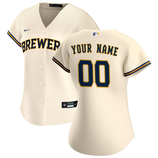 Milwaukee Brewers Nike Replica Replica Women's Home Replica Custom Jersey - Cream