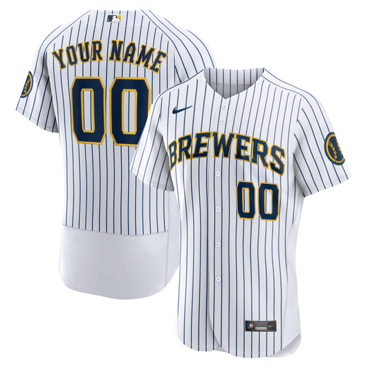Milwaukee Brewers Nike Replica Replica Alternate  Custom Patch Jersey - White