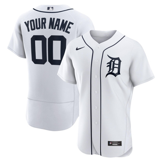 Detroit Tigers Nike Replica Replica Official  Custom Jersey - White
