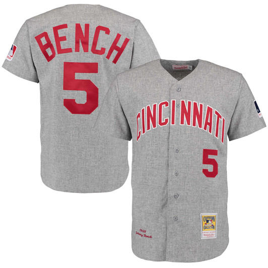 Johnny Bench 1969 Cincinnati Reds Mitchell & Ness Throwback Jersey - Gray