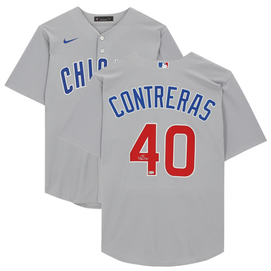Willson Contreras Chicago Cubs Fanatics  Autographed Gray Nike Replica Replica Replica Jersey