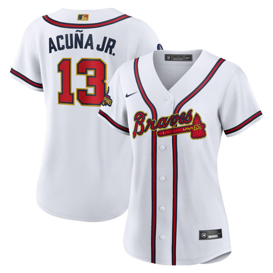 Ronald Acuna Jr. Atlanta Braves Nike Replica Replica Women's 2022 Gold Program Replica Player Jersey - White