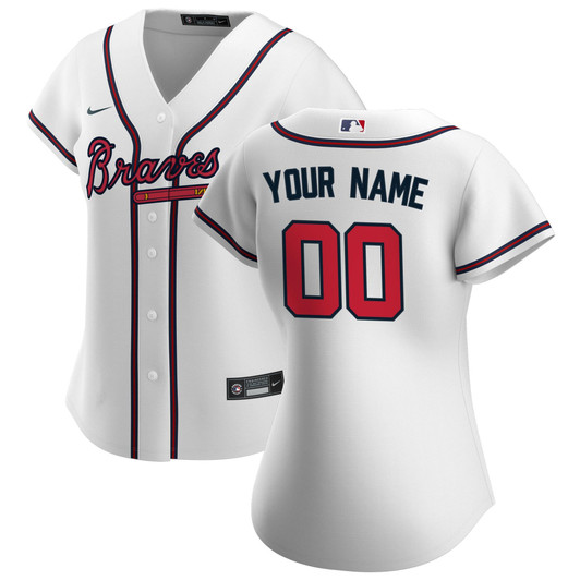 Atlanta Braves Nike Replica Replica Women's Home Replica Custom Jersey - White