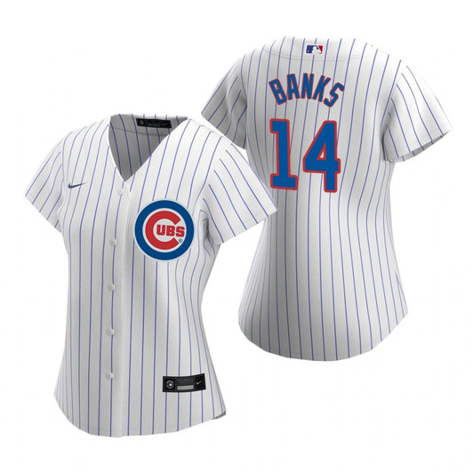 Womens Chicago Cubs #14 Ernie Banks 2020 White Jersey Gift For Cubs And Baseball Fans