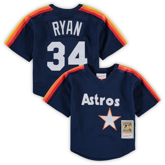 Houston Astros Nolan Ryan Mitchell & Ness Navy Cooperstown Collection Mesh Batting Practice Baseball Jersey Mlb Baseball Jersey970