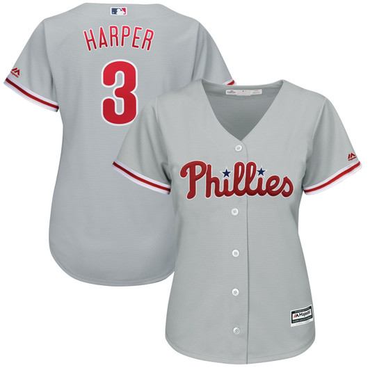 WomenS Majestic Bryce Harper Gray Philadelphia Phillies Away Official Cool Base Player Jersey