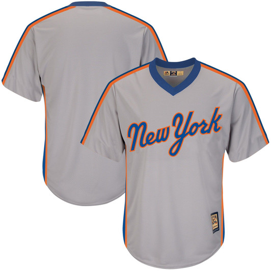 MenS Majestic Gray New York Mets Road Cooperstown Cool Base Replica Team Jersey