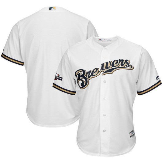 Milwaukee Brewers Majestic 2021 Postseason Official Cool Base Team Jersey White