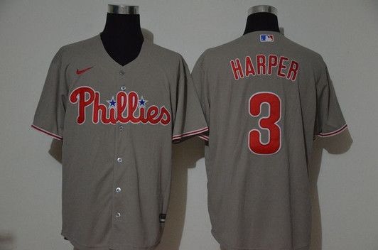 Philadelphia Phillies Bryce Harper #3 2020 Mlb Grey Jersey