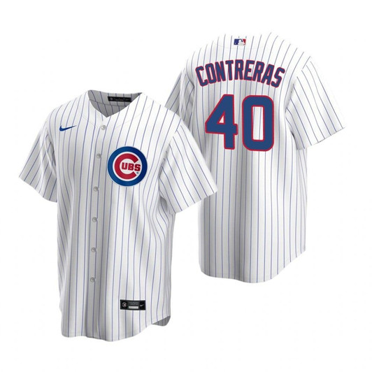 Mens Chicago Cubs #40 Willson Contreras Home White Jersey Gift For Cubs Fans