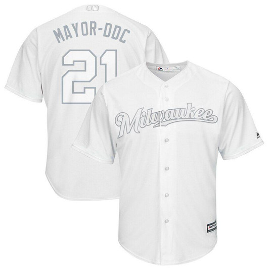 Travis Shaw Mayor-DDC Milwaukee Brewers Majestic 2019 Players Weekend Player Jersey White 2019
