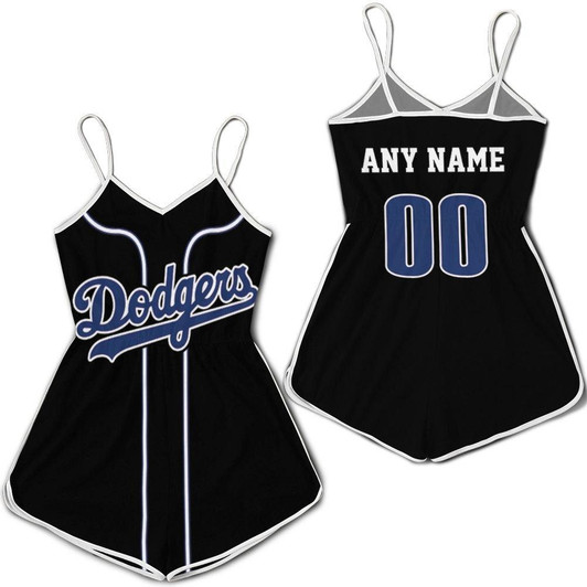 Personalized Los Angeles Dodgers 00 Anyname 2020 Mlb Black Jersey Inspired Style Gift For Los Angeles Dodgers Fans Romper Jumpsuit