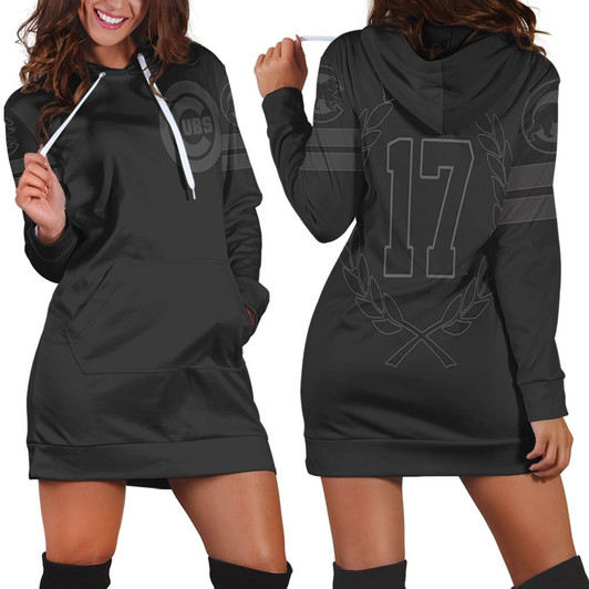 Chicago Cubs Kris Bryant 17 2020 Mlb Black Jersey Inspired Style Hoodie Dress