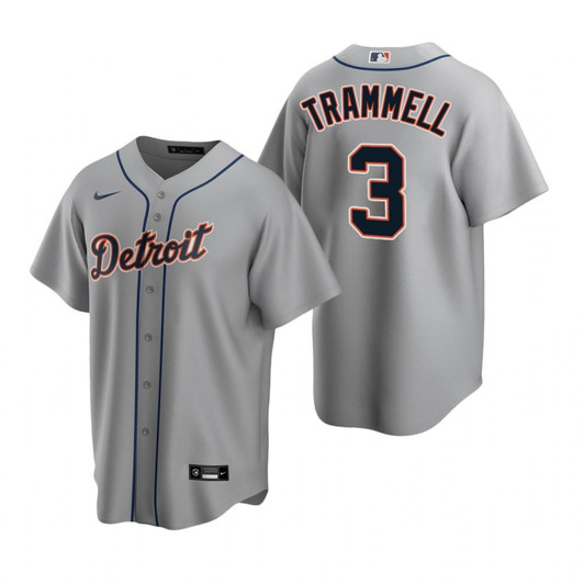 Mens Detroit #3 Alan Trammell Road Gray Jersey Gift For Tigers Fans