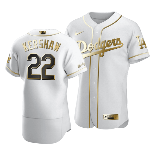 Dodgers Clayton Kershaw #22 Golden Edition White  Jersey