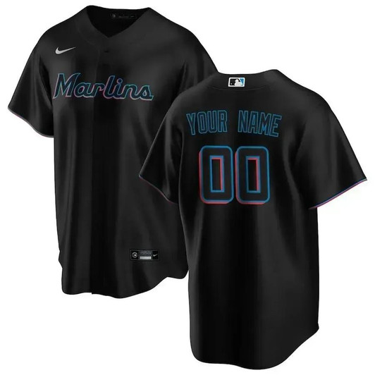 Miami Marlins Nike Replica Replica Alternate 2020 Replica Custom Jersey – Black