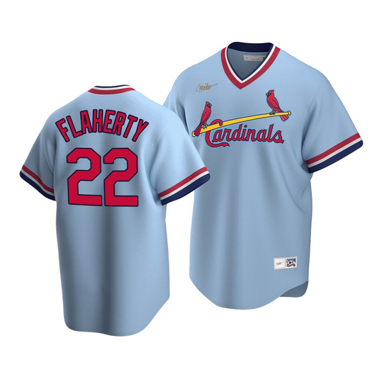 Men'S St. Louis Cardinals Jack Flaherty #22 Cooperstown Collection Light Blue Road Jersey