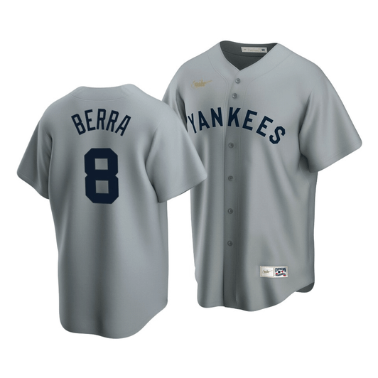 Men'S New York Yankees Yogi Berra #8 Cooperstown Collection Gray Road Jersey