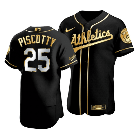 Men'S Oakland Athletics Stephen Piscotty #25 Golden Edition Black  Jersey