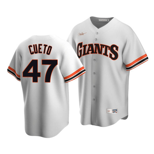Men'S San Francisco Giants Johnny Cueto #47 Cooperstown Collection White Home Jersey