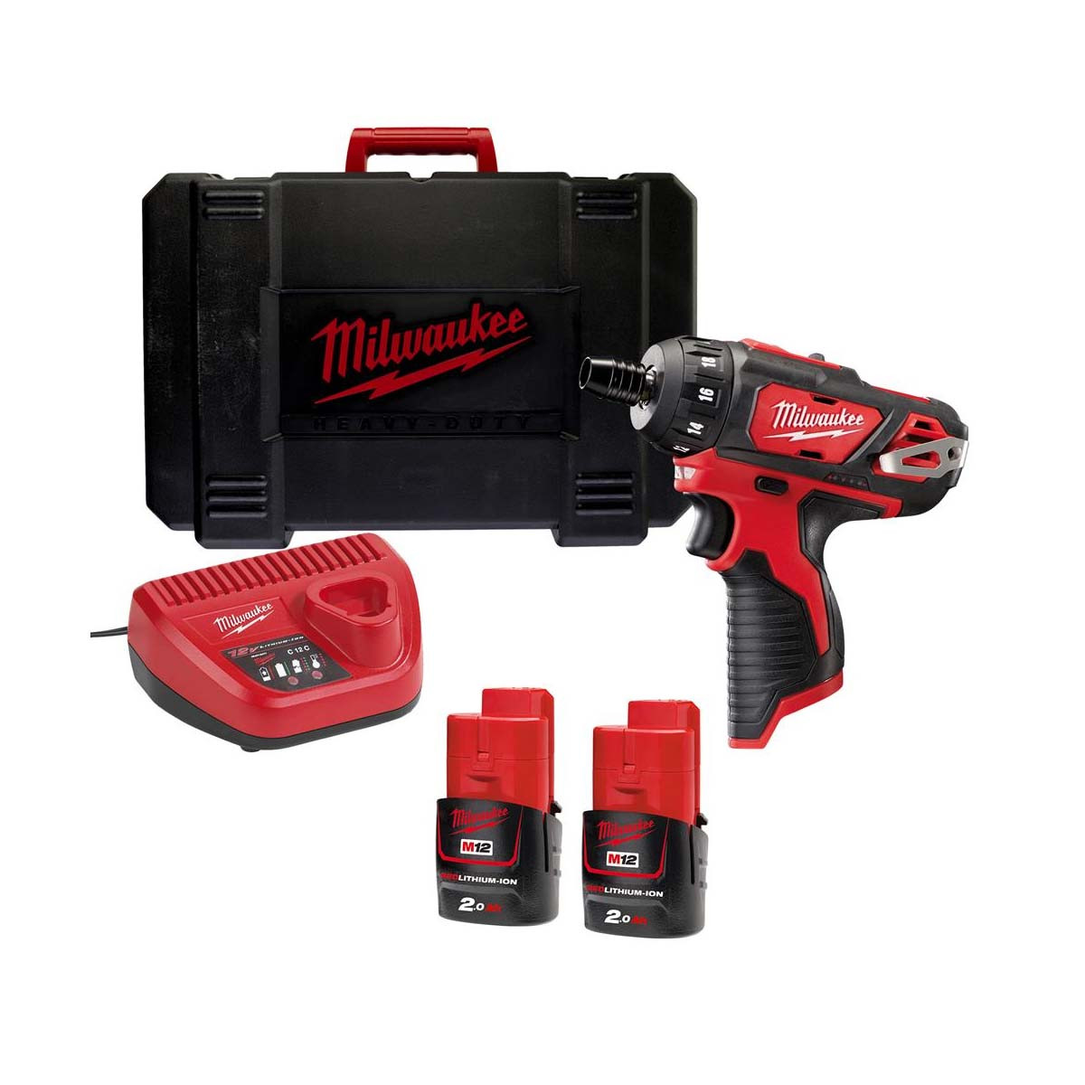 Milwaukee M12BD-202C M1212V Sub Compact Screwdriver with 2x 2.0Ah ...