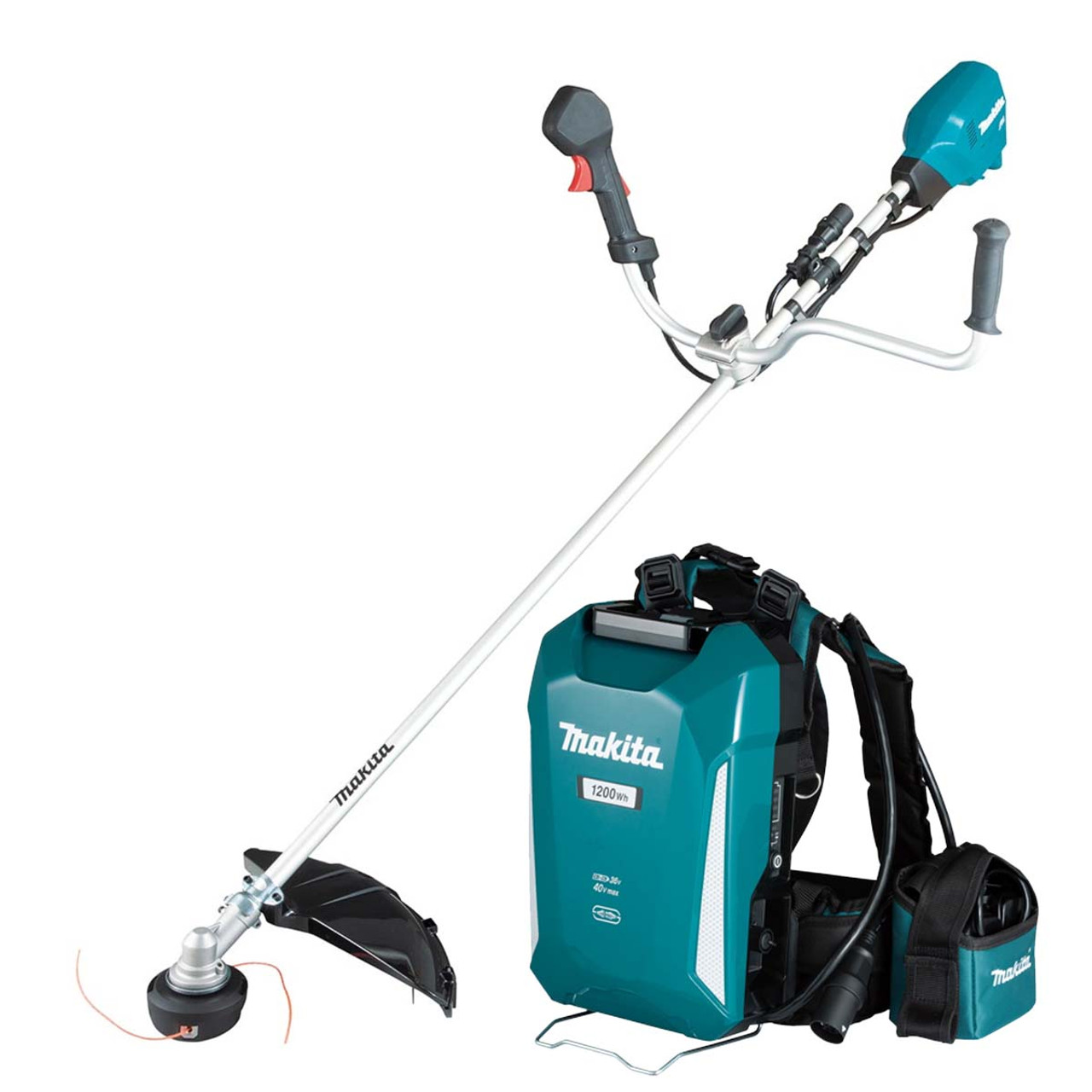 Makita UR101CX1 36V Brushless Brush Cutter with PDC1200A02 33.5Ah Portable Backpack Battery