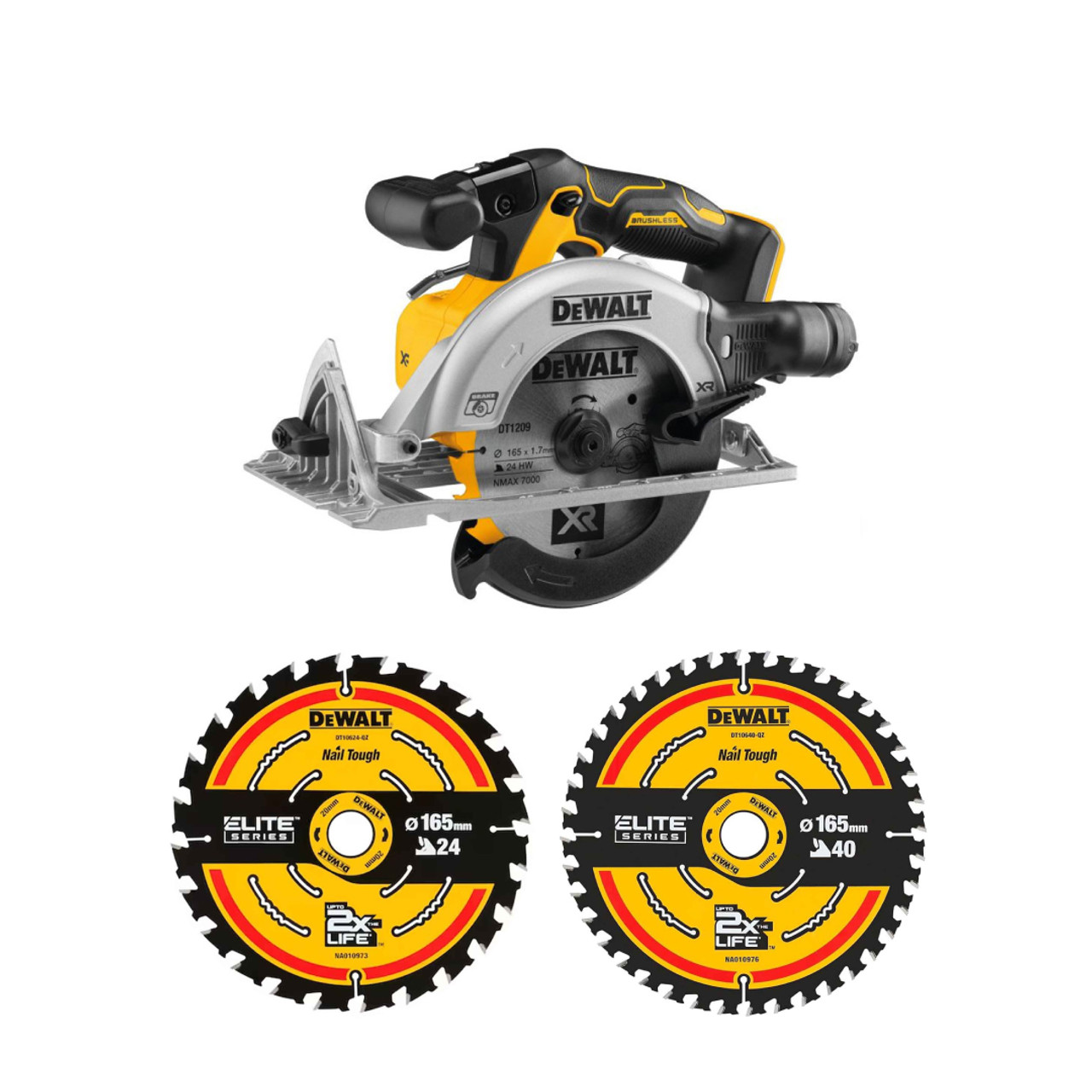 DeWalt DCS565N 18V XR 165mm Brushless Circular Saw with 2x Blades