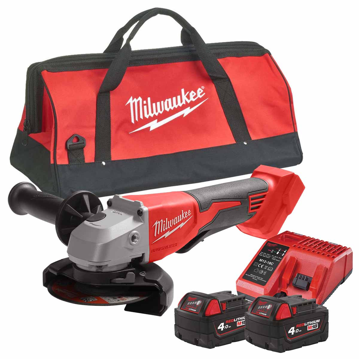 Milwaukee M18 BLSAG115XPD-402X 18V 115mm Angle Grinder 2x