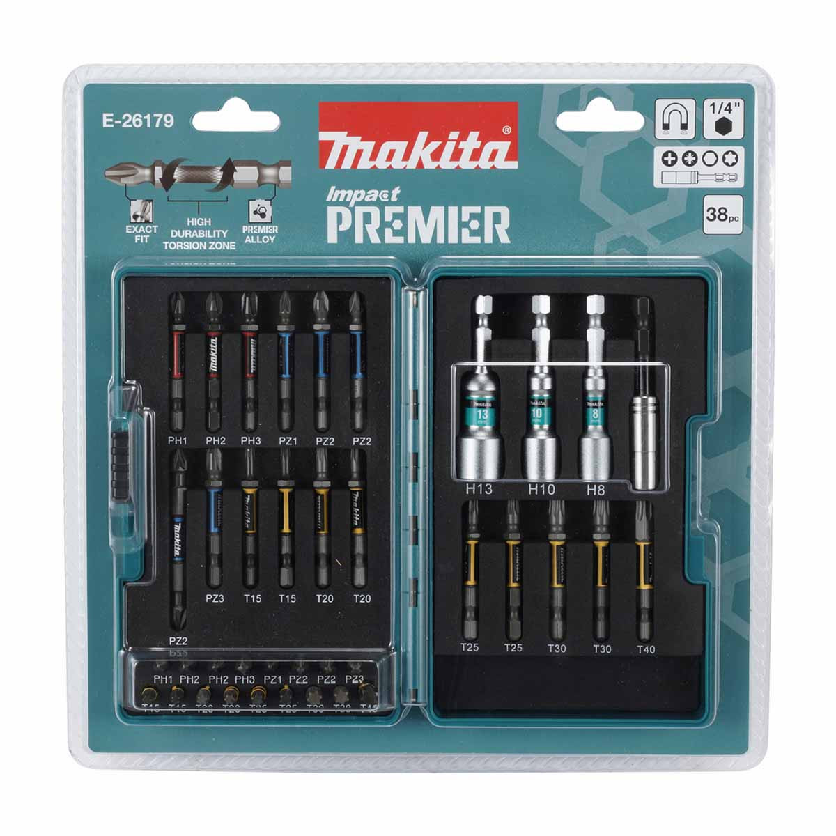Makita E-26179 Impact Premier Torsion Bit Set (38 Pieces) | Toolden
