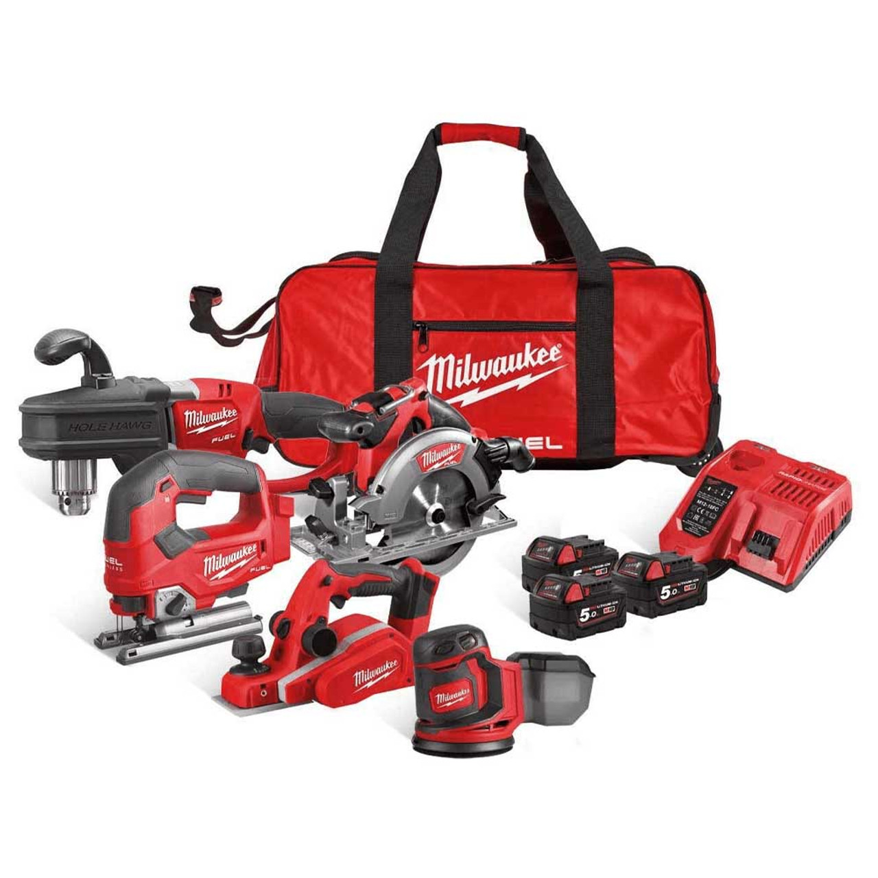 Milwaukee M18FPP5L 18V FUEL Woodworking 5pc Kit with 3x Batteries