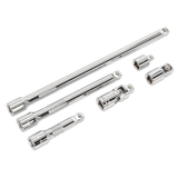 Sealey AK7690 Wobble/Rigid Extension Bar, Adaptor & Universal Joint Set 6pc 3/8"Sq Drive