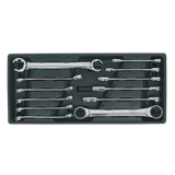 Sealey TBT13 Tool Tray with Flare Nut & Ratchet Ring Spanner Set 12pc