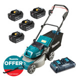Makita DLM460PT-4 460mm Twin 18V LXT Brushless Lawn Mower 4x 5Ah Batteries