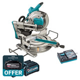 Makita LS004GD202 40V Max XGT Brushless 260mm Slide Compound Mitre Saw Kit with 2x 2.5Ah Batteries
