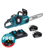 Makita DUC355PT2 Twin 18V LXT Brushless 350mm Chainsaw with 2x 5.0Ah Batteries