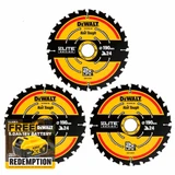 DeWalt DT10399-QZ ELITE Circular Saw Blade 190mm x 30mm 24T (Pack of 3)